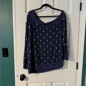 Torrid off the shoulder sweater with thunderbolt pattern